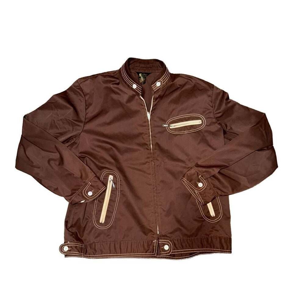 Vintage 70s Silton California Contrast Stitch Moto Windbreaker Jacket